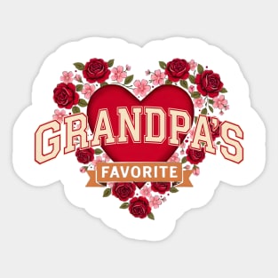 Grandpa's Favorite Floral Heart Gift Sticker